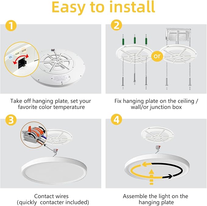 Led Flush Mount Ceiling Light,16 Inch 32w 3480lm,3000k/4000k/6000k 3CCT Selectable, Round Modern Flat Panel Super Slim Led Ceiling Light,for Living Dining Kitchen Bedroom Room (1Pack-White)
