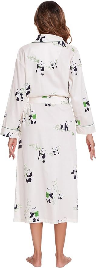 Lavenderi Women’s 100% Cotton Long Kimono Lounge Bathrobe Robe, Ladies Loungewear for Spa