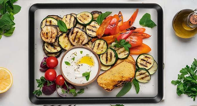 Herogo Nonstick Carbon Steel Baking Sheet Pan Set, 11.8×15.7×1 Inch Rectangle Cookie Sheet Bakeware Set for Oven, 2 Pack Multipurpose Kitchen Cookware, Non Toxic & Heavy Duty & Easy Clean-Large