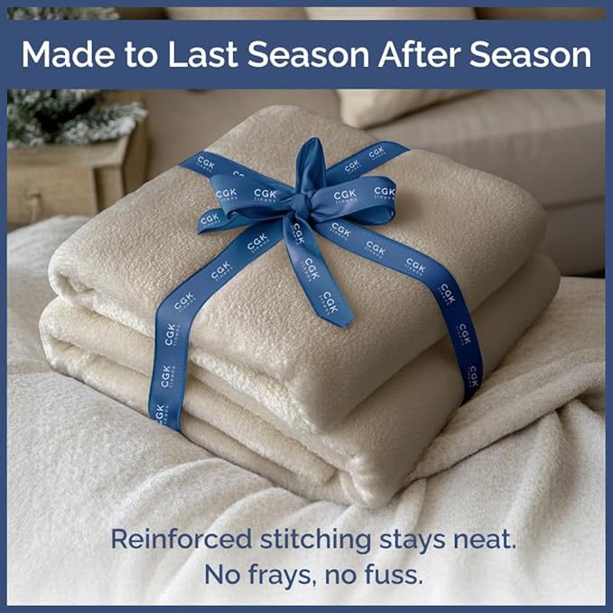 Ultra Soft Fleece Blanket King Size - Flannel Fleece Luxury King Blanket - Lightweight for Couch Bed Chair - Thick, Warm and Breathable - All Season Cozy Fuzzy, Anti-Static Microplush Bedding, Cream