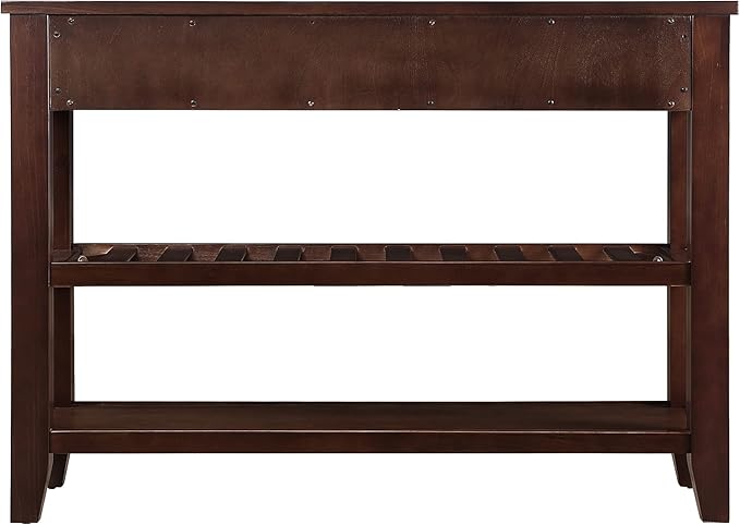 42inch Mid-Century Wood Console Table with 2 Drawers and 2 Bottom Shelf Sofa Table Solid Wood Sideboard(Espresso)