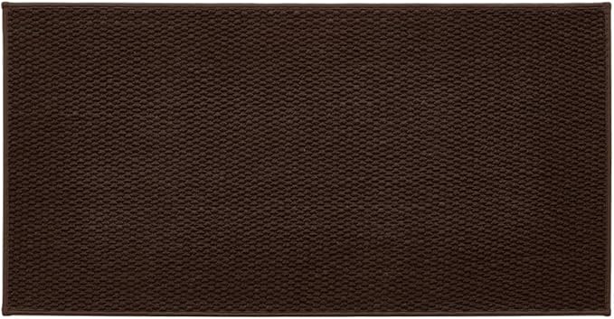 Bathroom Rugs Non Slip Washable, Super Absorbent Thin Bath Mat Quick Dry Low Pile Bathroom Rug, Brown 24"x47"