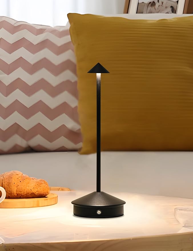 Cordless Table Lamps,LED Rechargeable Desk Lamp,Portable Modern USB Battery Operated Lights,Outdoor Waterproof Touch Dimmable,for Patio,Restaurant,Bar,Camping,Dining Home Set of 2 Black