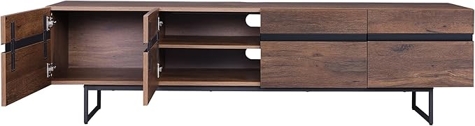 WAMPAT Modern TV Stand for up to 75 inch, Wooden Entertainment Center TV Console with Storage Cabinets Media Console for Living Room,Brown