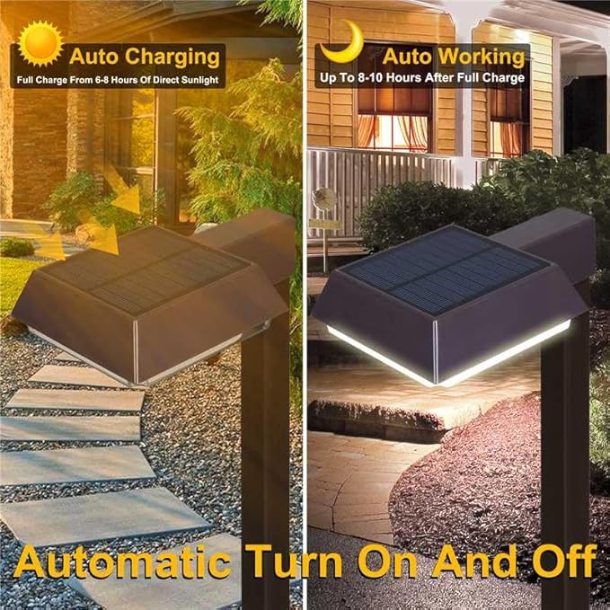 Bobcat Solar Pathway Lights Super Bright 300 lumens with 2-in-1 Warm White and Daylight Modes, Dark Brown Solar Lights for Outdoor Path, Sidewalk, Driveway or Walk Way Light(4 Pack)