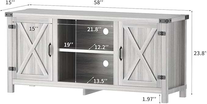 JUMMICO TV Stand, 65 Inch TV Farmhouse Entertainment Center with Double Barn Doors and Storage Cabinets, Console TV Table Media for Living Room, Bedroom (Grey)