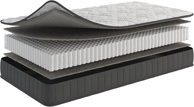 Ottomanson Twin XL 9" Hybrid Mattress - Medium-Firm Support - Made in USA - Individually Pocketed Coils & CertiPUR-US Foam - Fiberglass-Free - Bed in a Box