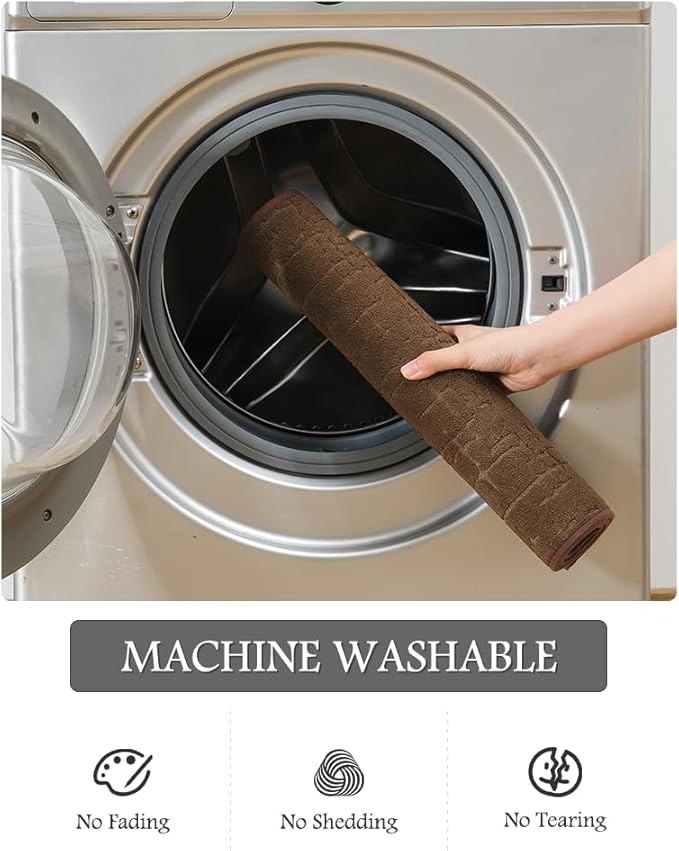 AMOAMI-Bath Mat-Absorbent Quick Dry Bathroom Floor Mats-Washable Rubber Backing Bath Mats for Bathroom Rugs Fit Under Door-Bath Rug for in Front of Sink Bathtub Shower Room, Chocolate 24''x48''