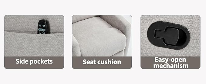 PELUMY Massage Recliner Chair with Heat - Manual Rocker Swivel Recliner, 360° Rotation & 155° Recline for Living Room(Linen Fabric, Beige)