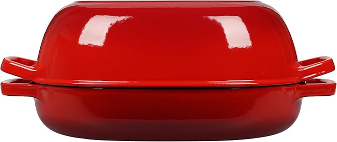 Enameled Cast Iron Dutch Oven Pot with Lid, Oval Dutch Oven for Bread Baking, Bread Oven for Homemade Sourdough Bread Baking, 7qt, Red