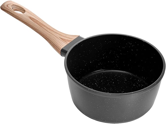 VEVOR 1.5 QT Saucepan, Nonstick Saucepan with Tempered Glass Lid, Multipurpose Cooking Sauce Pot with Detachable Handle, Sauce Pan Small Kitchen Cooking Pot with Coating, Induction Compatible, Black