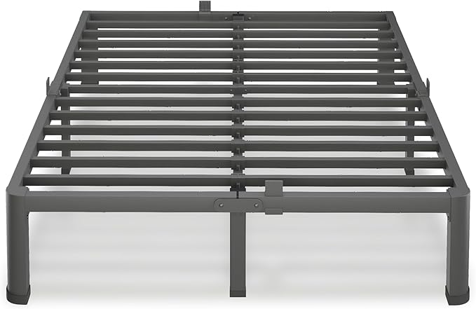 10 Inch Queen Bed Frame, 3500Lbs Heavy Duty Metal Platform with Round Corner Legs Mattress Slide Stopper, Steel Slat Support No Box Spring Needed, Noise Free, Non-Slip, Easy Assembly