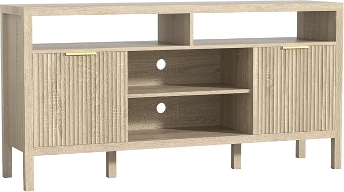 TV Stand for Living Room and Bedroom,Mid Century Modern TV Console, Entertainment Center with Storage,Media Entertainment Stand,TV Cabinet (60" Oak Tv Stand for 65" Tvs - Thickened Design b)