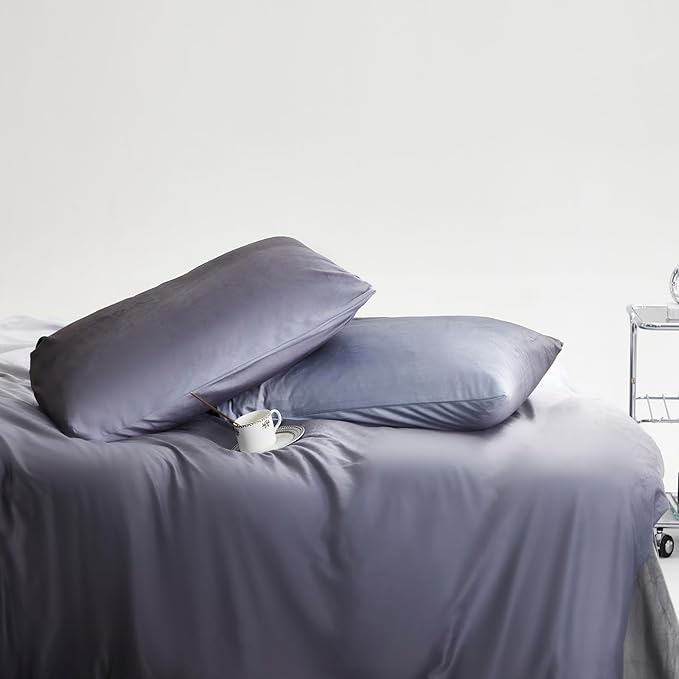 CLOTHKNOW Grey Silver Full Size Comforter Sets 3Pcs Velvet Bedding Comforter Sets Soft Gray Comforter with 2 x Pillow Cases