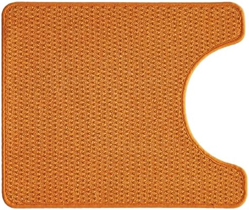 Chenille Bath Mat U Shape - Non Slip Quick Dry Rug, Super Absorbent, Thin Pile, Orange, 20"x24" for Bathrooms