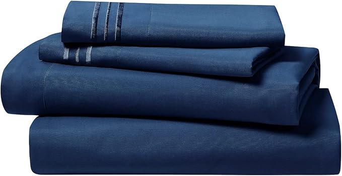 Clara Clark 1800 Premier Series 4pc Bed Sheet Set - King, Navy Blue