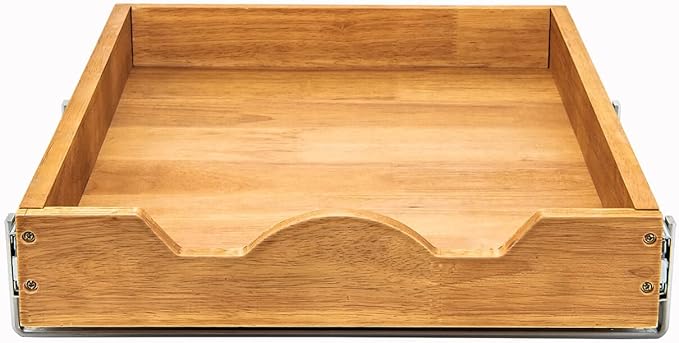 DINDON Pull Out Cabinet Organizer (11" W x 18" D) 1 Tier,Single Tier Oak Wood Under Cabinet Slide Out Shelf Drawer Box…