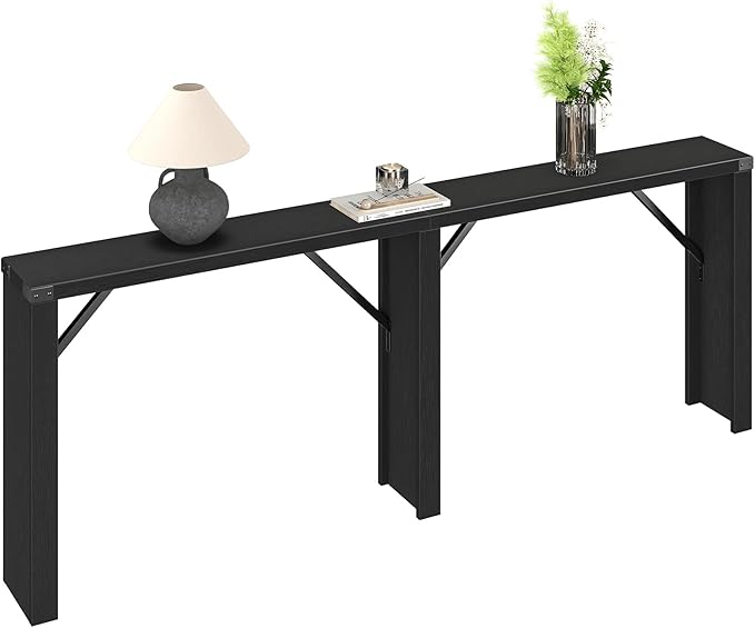Console Table, 78.7" Long Behind Couch Sofa Table, Entryway Table, Farmhouse Console Table for Narrow Spaces, Hallway, Living Room, Black CT32BB