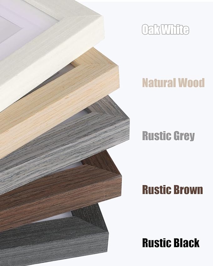 Egofine 8x10 Picture Frame Made of Solid Wood with Plexiglass, Display Pictures 4x6/5x7 with Mat or 8x10 Without Mat for Tabletop and Wall Mounting, Rustic Brown