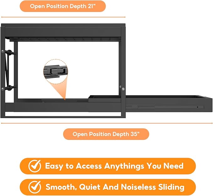 2-Tier Expandable Pull Out Cabinet Organizer, 21" Deep Heavy-Duty Slide Rail Slide Out Drawer Organizers with Adhesive Nano Film for Pots, Roll out Shelf Storage for Kitchen & Pantry Storage,White