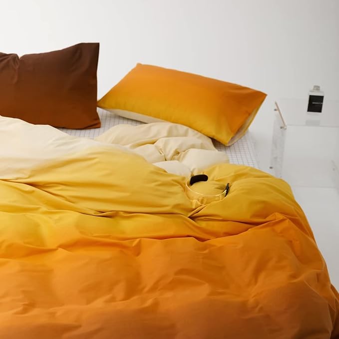 Luxlovery Gradient Orange Comforter Cal King Orange and Brown Bedding Comforter California King Abstract Ink Color Bedding Set Soft Colorful Blanket Quilts Comforter Set Plus Size