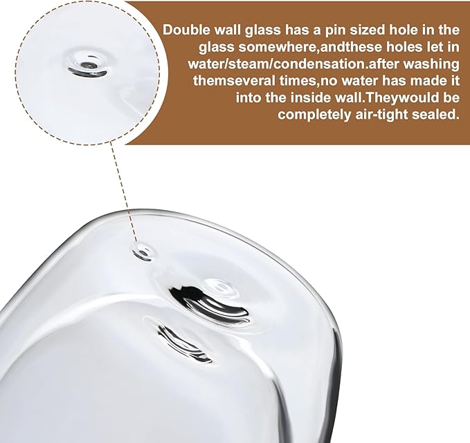 Aurzen 2 Pack Double Walled Glass Coffee Mugs with Handles, Large Insulated Layer Coffee Cups, 15oz Clear Borosilicate Mugs, Perfect for Cappuccino, Tea, Microwave Safe