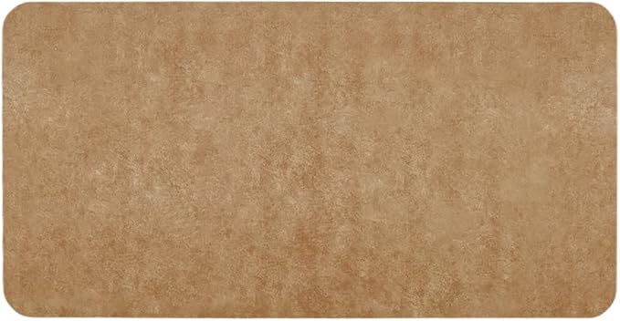 Bathroom Mat Quick Dry, Bathroom Rugs Non Slip Washable Thin Absorbent Bath Mat Fits Under Door Bathroom Floor Mat Perfect for Bath, Shower, or Sink 24"x48" Camel