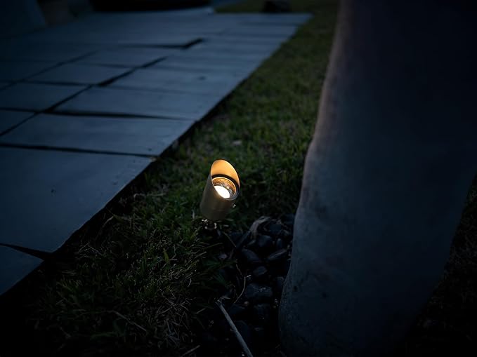 12V LogiSpot Brass Outdoor Spotlight (Bronze) for Low Voltage Landscape Lighting of Yard, Lawn, Garden, Patio, Trees & House