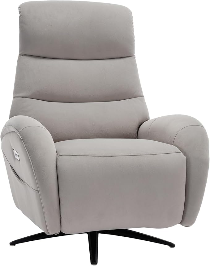 Power Recliner Chairs for Adults, Recliner Swivel Chair with USB & Type-C Ports, Khaki Fabric Recliner Chairs for Adults with 270° Swivel, Oversize Reclining Chair W/ 20.1" Wide Seat