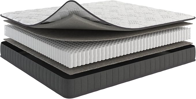 Ottomanson Full 9" Hybrid Mattress - Medium-Firm Support - Made in USA - Individually Pocketed Coils & CertiPUR-US Foam - Fiberglass-Free - Bed in a Box