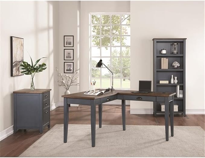 BOWERY HILL Open Wood Bookcase Bookcase in Blue