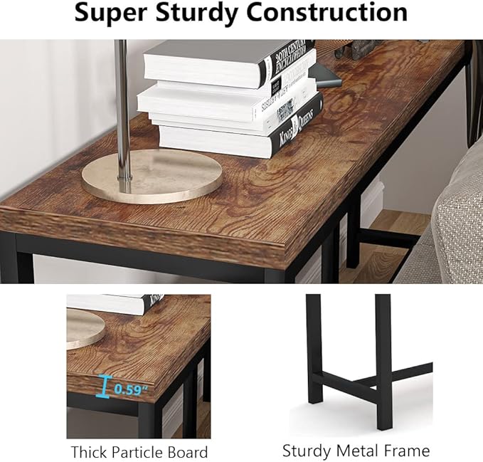Tribesigns 70.9 inch Extra Long Console Table Behind Couch, Easy Assembly Sofa Table for Living Room Small Space, Rustic Industrial Narrow Entryway Hallway Table (Brown)