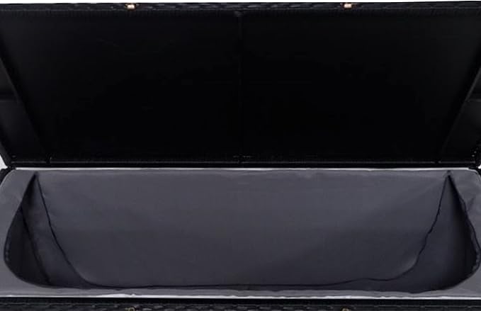 113 Gallon Outdoor Storage Box, Patio Rattan Deck Box, Wicker Storage Bench for Indoor, Outdoor, Pool, Balcony, Yard, Garden, Black