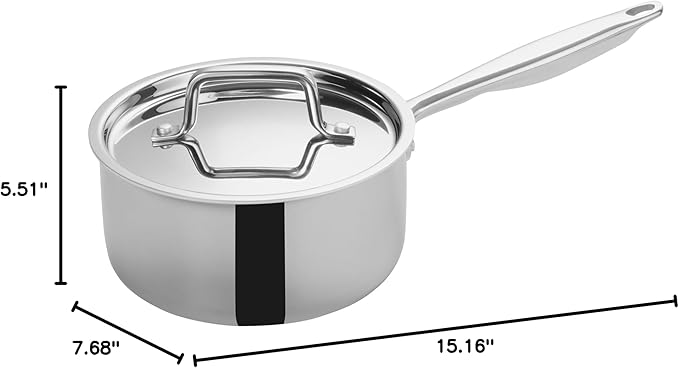WINCO Tri-Ply Sauce Pan, Silver