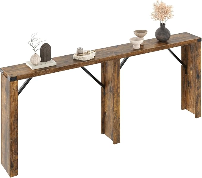 Console Table, 70.8" Long Behind Couch Sofa Table, Entryway Table, Farmhouse Console Table for Narrow Spaces, Hallway, Living Room, Rustic Brown CT31BR