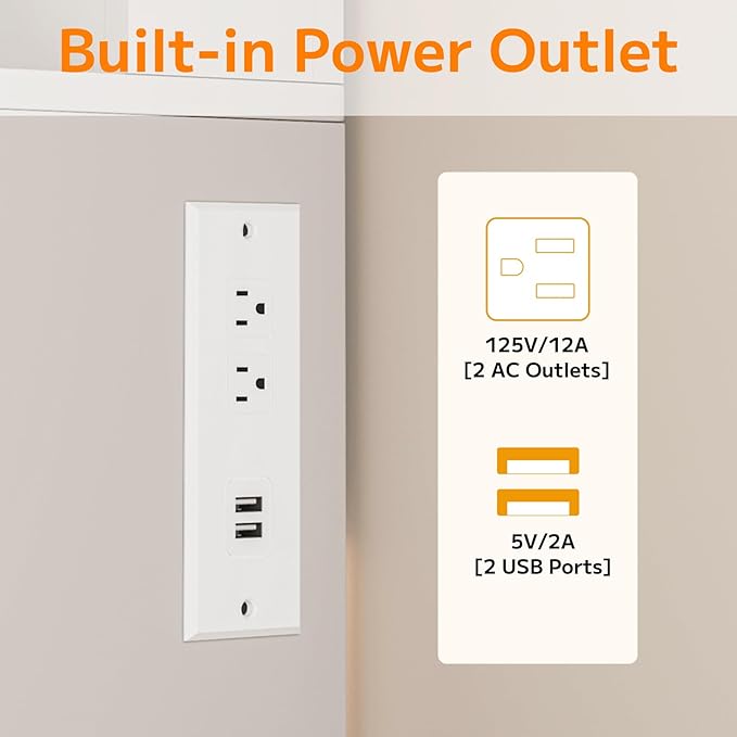 Vanity Desk with Large Mirror and Lights, 39.4'' Glass Top Makeup Vanity with RGB Cabinet Drawers Power Outlet 3 Color Light Modes Brightness Adjustable Vanity Dressing Table for Bedroom White