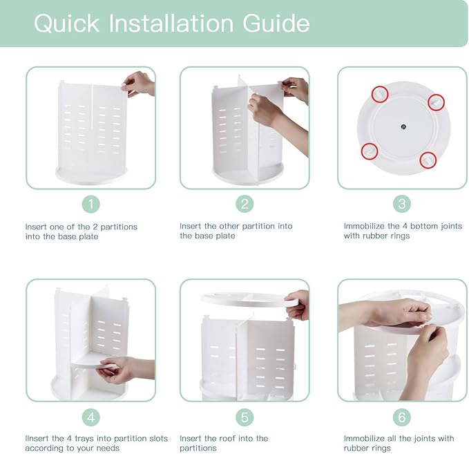 360 Rotating Makeup Organizer,DIY Adjustable Spinning Holder,Foldable Cosmetic Storage Display box,Large Capacity Make up Caddy Shelf,Fits Countertop Vanity and Bathroom (WHITE)