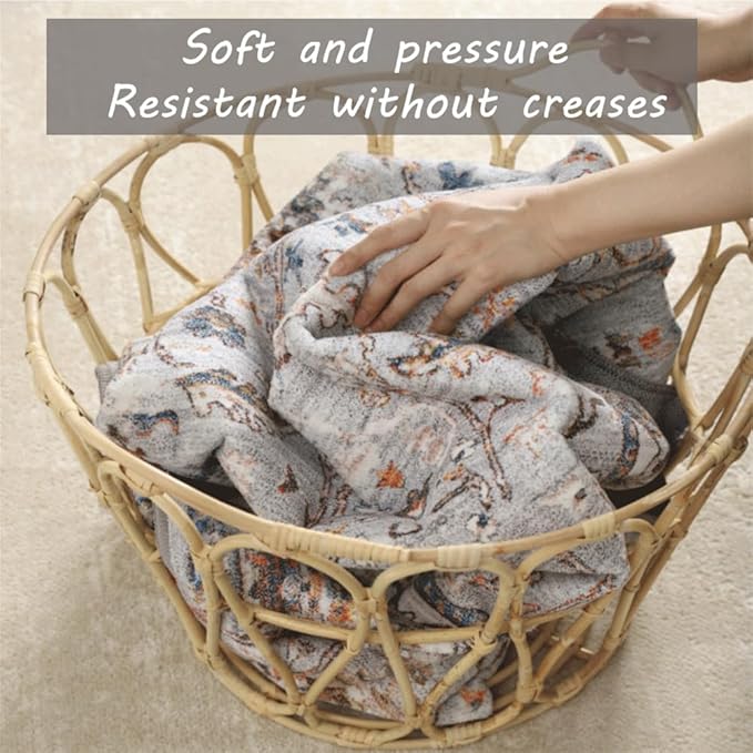 Area Rug 6x9 Washable Rug Gray Vintage Traditional Floor Cover Thin Retro Kitchen Indoor Distressed Non Slip Carpet Floral Print Mat Living Room Bedroom Dining Room