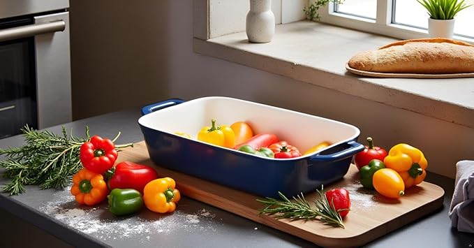 Sweejar Ceramic Bakeware Set, 9x13 Rectangular Baking Dish for Cooking, Kitchen, Cake Dinner, Banquet and Daily Use, Casserole Dishes for Oven Porcelain Baking Pans(Turquoise)