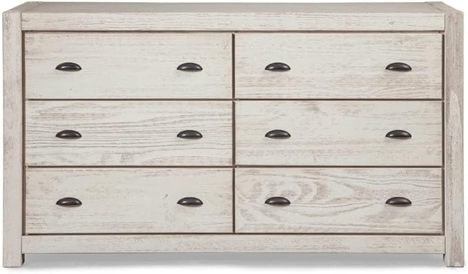 Grain Wood Furniture Montauk 6-Drawer Dresser, Solid Wood with a Driftwood Finish