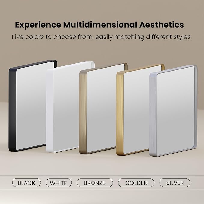 Black Bathroom Mirror 72X36 Inch, Black Metal Framed Mirror for Wall, Rounded Rectangle Matte Bathroom Vanity Mirror with Tempered Glass, Anti-Rust, Horizontal/Vertical