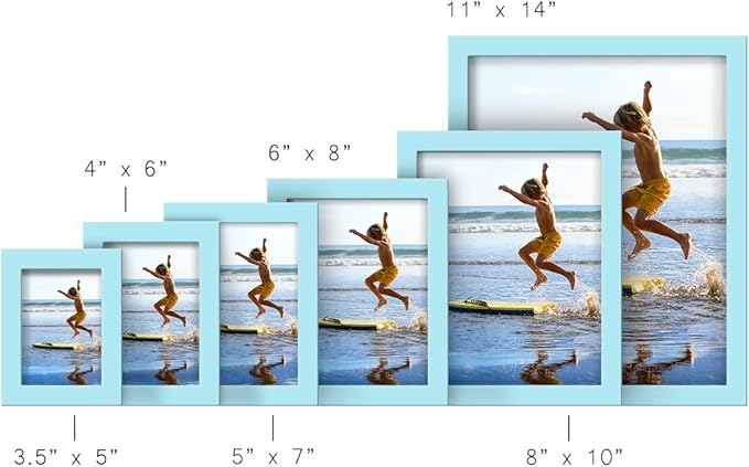 Renditions Gallery 3.5x5 inch Picture Frame High-end Modern Style, Made of Solid Wood and High Definition Glass Ready for Wall and Tabletop Photo Display, Blue Frame