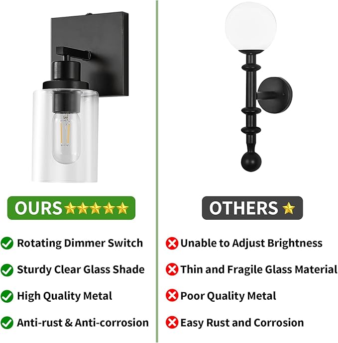 Battery Operated Wall Sconces Set of 2, Remote Control Wall Lamp with Clear Glass Shade USB Rechargeable Wall Light for Bedroom Living Room Hallway