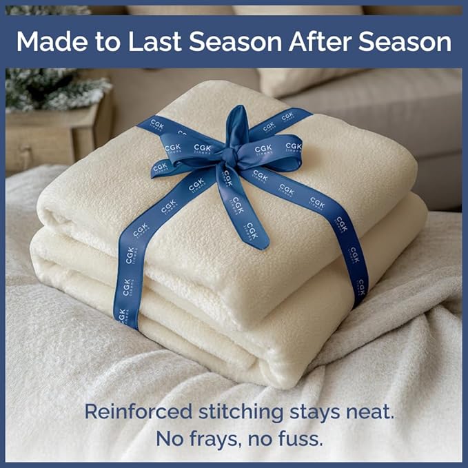 Ultra Soft Fleece Blanket King Size - Flannel Fleece Luxury King Blanket - Lightweight for Couch Bed Chair - Thick, Warm and Breathable - All Season Cozy Fuzzy, Anti-Static Microplush Bedding, Ivory