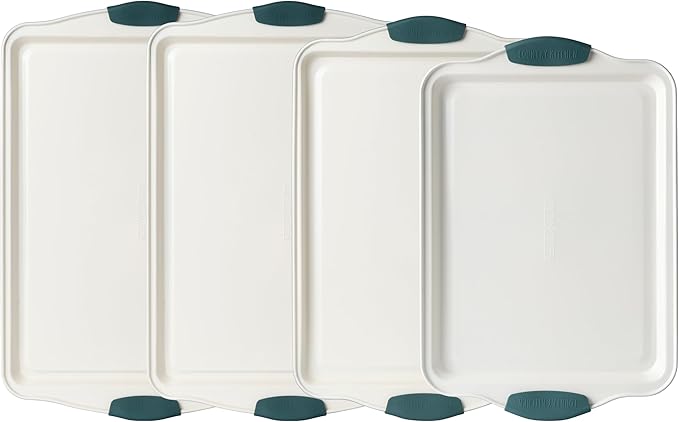 Country Kitchen Nonstick Stackable Bakeware Set - Heavy Duty, Durable, Easy Release Baking Set, Sage, 4 Pcs