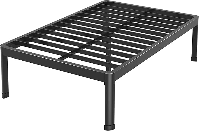 California King Bed Frame with Round Corner Edge Legs, 18 Inch Tall 3500 lbs Heavy Duty Metal Platform Bed Frame California King Size, No Box Spring Needed/Noise Free/Non-Slip