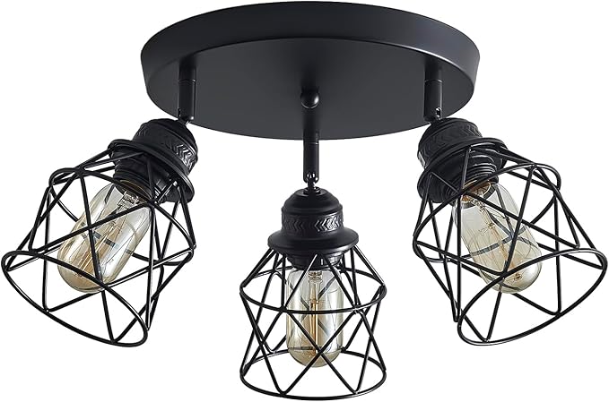 Kitchen Light Fixtures, Adjustable Semi Flush Mount Ceiling Light with E26 Base, Multi-Directional Lamp for Kitchen, Hallway, Dining Room, Farmhouse, Entryway