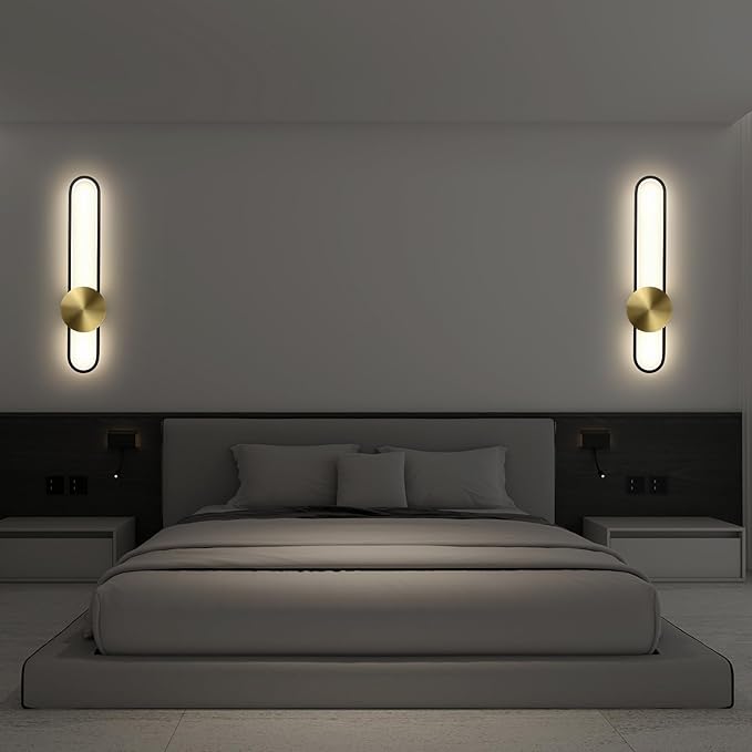 JAYMP Modern Wall Sconce 4000K Dimmable LED Wall Light Fixture, Hardwired Wall Lamp for Living Room, Dining Room, Bedroom, Hallway, Lobby, Entryway, 1 Pack (Brushed Gold, H56cm/22inch)