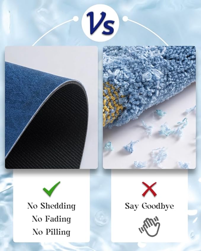 MontVoo -Bath Mat Rug-Rubber Backing Non Slip Quick Dry Absorbent Thin Bathroom Rugs Fit Under Door-Faux Suede Surface Bathroom Floor Mats-Shower Rug for in Front of Bathtub Shower Royal Blue 24"X70"