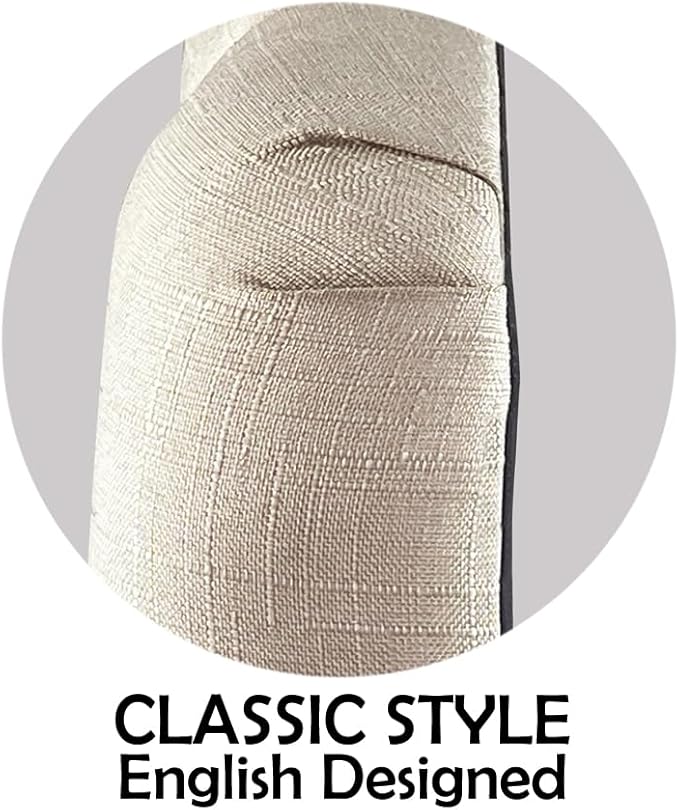 Rosevera Givanna Adjustable Height Headboard with Linen Upholstery and Button Tufting for Bedroom, Queen, Beige Linen